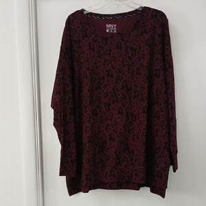 Burgundy Animal Print Long Sleeve Top